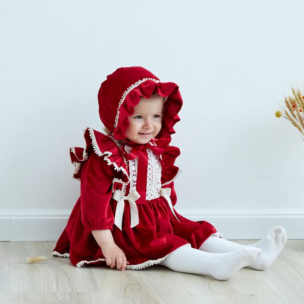 Babykleidung für den festlichen Tag [Famuka] Mädchen, 2-teiliges Set, Kleid, Hut, Kleid, Mädchen/Zeremonie/Lange Ärmel/Baby/Neujahr