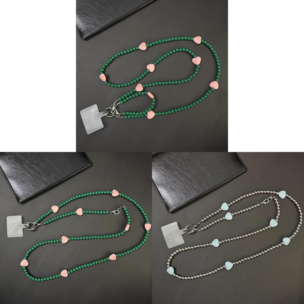 Heart Bead Phone Lanyard Pvc Chain With Crossbody Strap For Men Women
