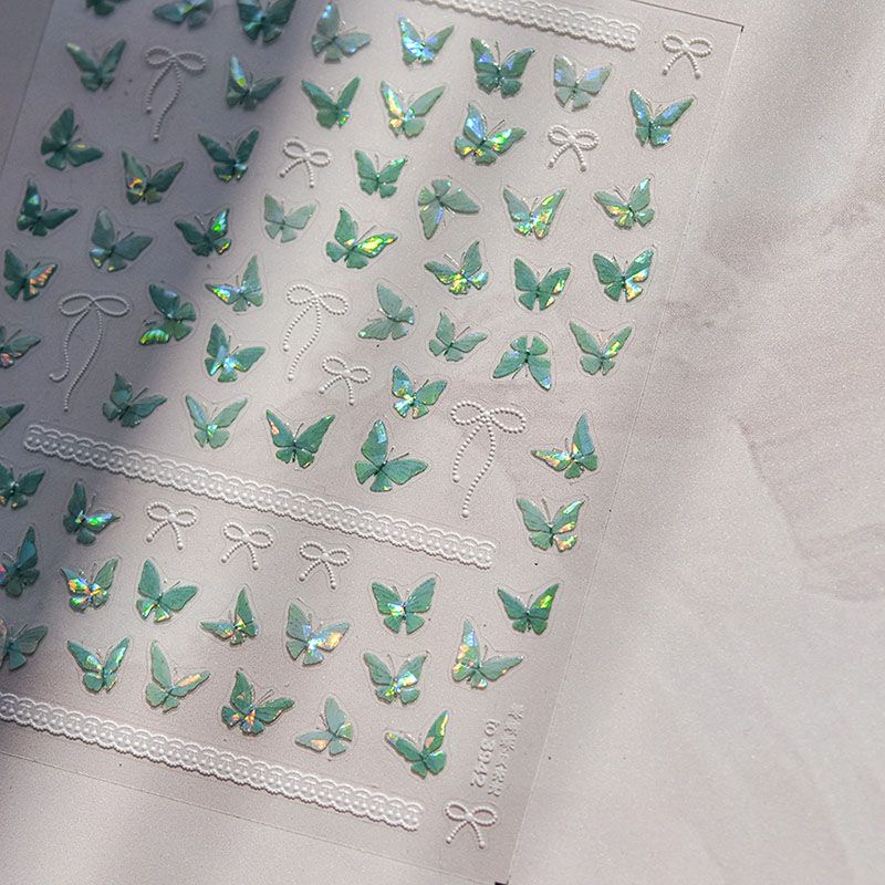 

Shell Light Cyan Butterfly Nail Sticker Tomoni Relief Internet Celebrity 5D Fresh Japanese Nail Sticker Decorations Shell Light Green Butterfly 3942