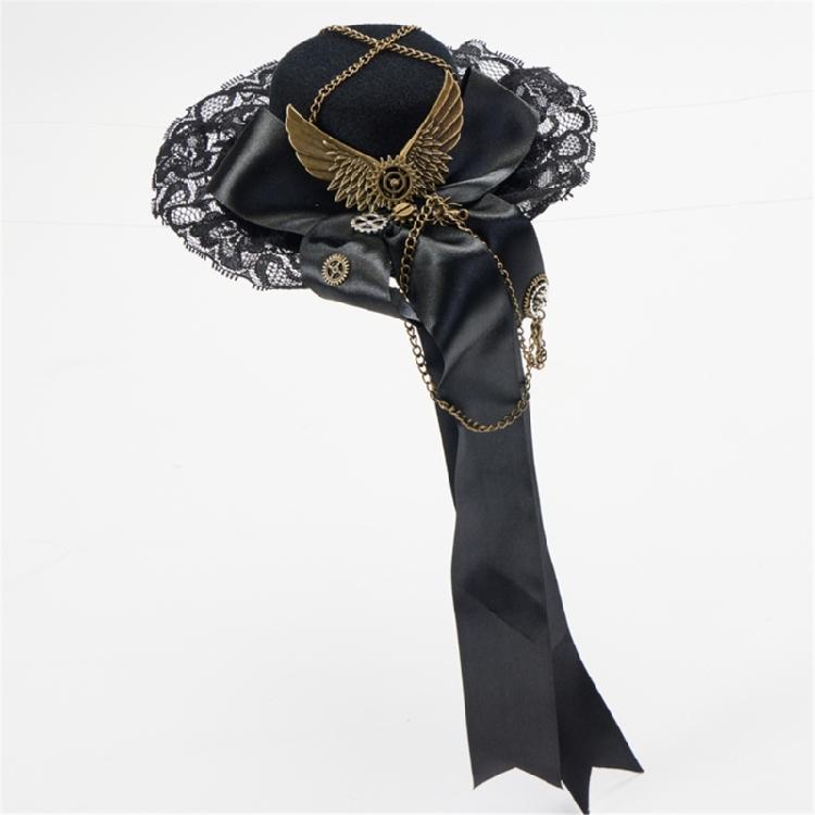 PunkStyle Top Hat with Gear Rose Party Fedoras Hat Hair Clip Carnivals Headpieces