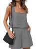 New Women's Outwear Set Linen Shorts Sleeveless Top Vest