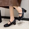 Fashion Women Spring Luxury Mary Jane Shoes Autumn Fashion Square Toe Shallow Ladies Elegant Dress Single Leather Shoes Square Heel Pump