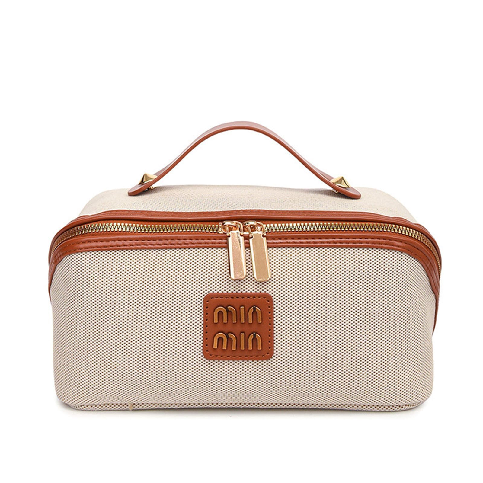 

Yodilala New Retro Lightweight Luxury Simple Canvas Handheld Storage Bag with Large Capacity for Luxury Skincare Products and Brown Toiletries,