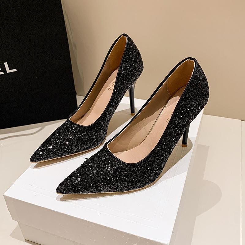 Gold Silver Sequins Women Pumps 2025 Luxury Crystal High Heel Party Wedding Shoes Woman Elegant Pointed Toe Pumps Mujer