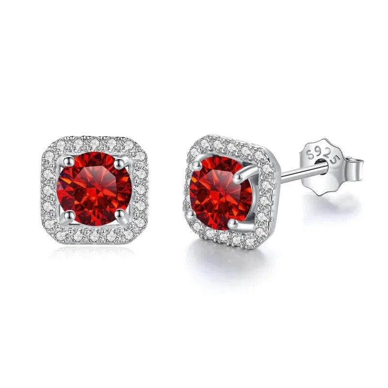 Bague Ringen S925 Sterling Silver Fashion Square Silver Needle Earrings Temperament Set 1ct D Moissente Celebrity Earrings