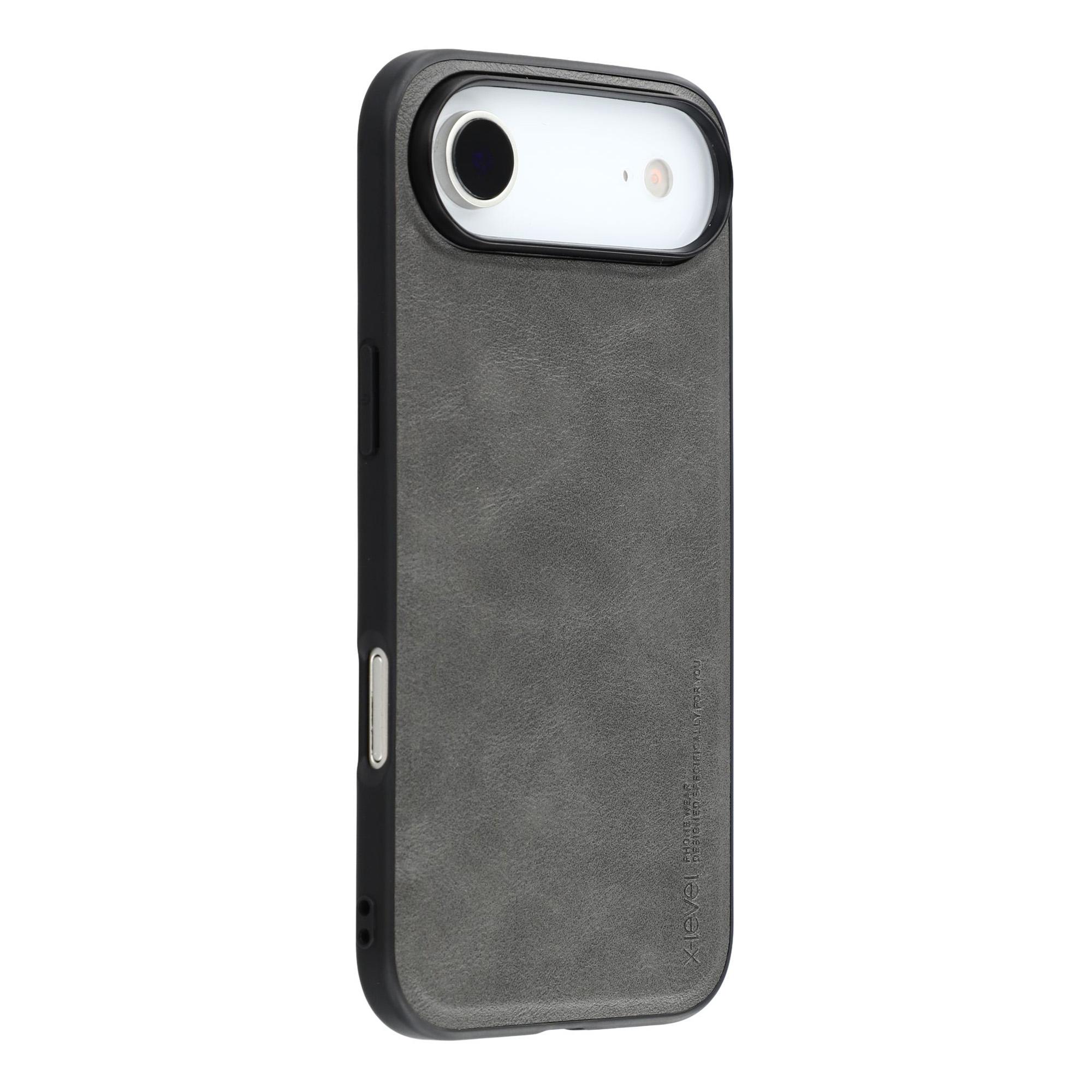 

X-LEVEL Bojue-3 Series For iPhone 17 Air Case Leather Coated PC+TPU Phone Back Cover Grey