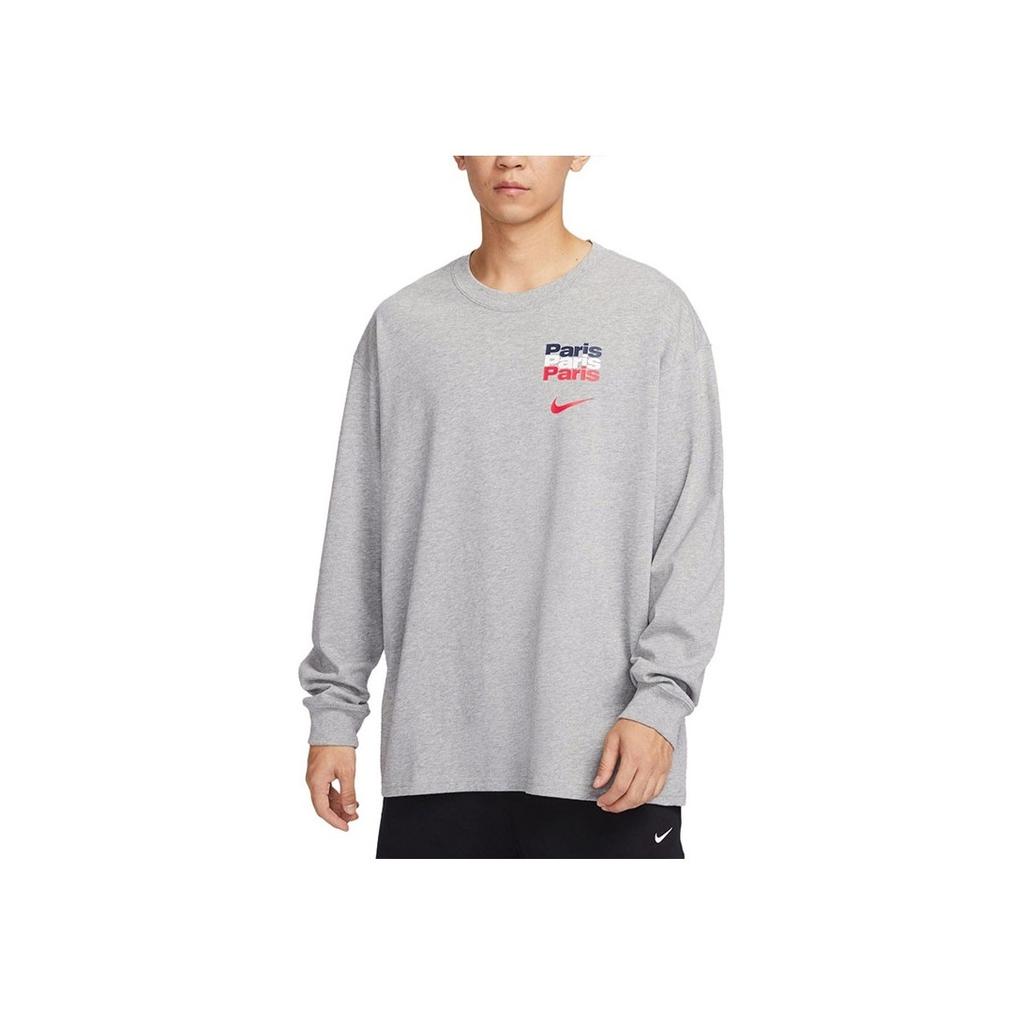 Nike Paris Saint-Germain Letter Print Loose Casual Long Sleeve T-Shirt Men Tops Dark-Grey FQ0262-063