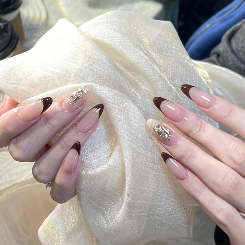Ins Style Press On Nails Butterfly Pearl Handmade Fake Removable Women