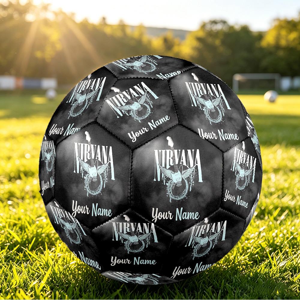 Nirvana Size 5 Football, Custom Name Text Personalized Soccer Ball Sport Training Gift