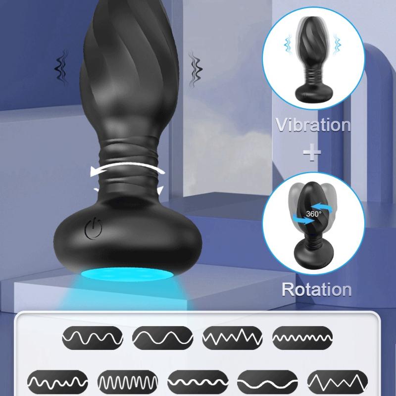 APP Control LED Rotation Vibrating Butt Plug for Women Wiggle Anal Vibrator Gay Men Anal Plug Interaction Sex Toys for Couples Rotation Vibrating Egg