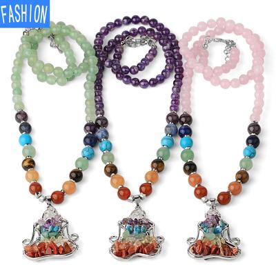 Accessories Natural Crystal Stone Seven Chakras Gravel Yoga Aura Pendant Necklace