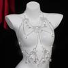 Fashionable Rhinestones Layered Chest Jewelry Trendy Bowknot Design Body Chain Jewelry For Pool Parties Night Event