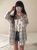 Women's Long Sleeve Plaid Cardigan Shirt - Casual Autumn Loose Fit Top