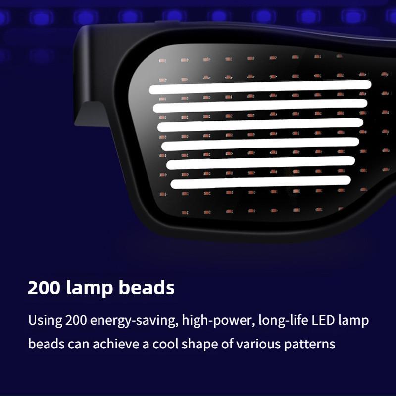 Weihnachts-Bar-Party Dynamische APP Brille USB-Aufladung Verkleidung Bühnenrequisite Bluetooth Leuchtende Brille