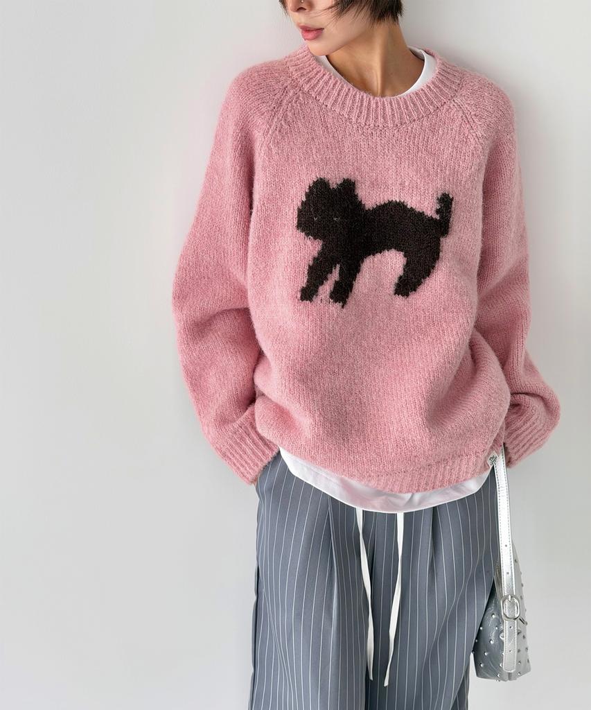 THE GREEN LAB Cat Jacquard Sweater [Pink]