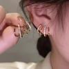 Korean Claw Earrings Four-Prong Setting Gold Color Ear Earring Shiny Crystal Sweet Women Stud Earrings  Fashion Jewelry Gift