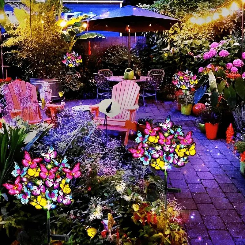 Solar Butterfly Flower Lights Artificial Butterfly Lights Outdoor Waterproof Decoration Lamp For Lawn Garden Atmosphere Lighting