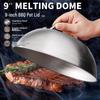 Cupolă Teppanyaki din Fontă de 9 inch: Capac Gros pentru Hamburger și Friptură, Capac din Oțel Inoxidabil pentru Grătar.