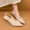 Fashion New Women Sandals Pointed Toe Elegant Low-heel Shoes Summer Fashion Slingback Woman Mules Shoes Pumps Dress Shoes