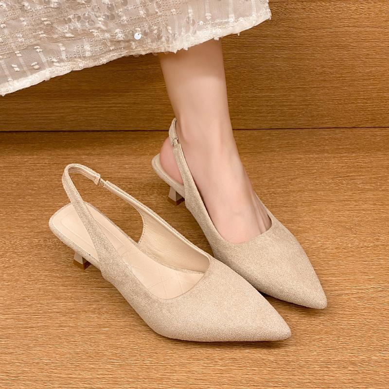 Fashion New Women Sandals Pointed Toe Elegant Low-heel Shoes Summer Fashion Slingback Woman Mules Shoes Pumps Dress Shoes