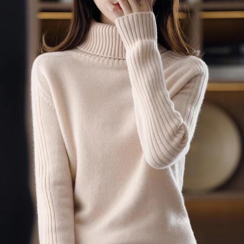 GMXIA Autumn and Winter Turtleneck Loose Soft Waxy Skin Friendly Temperament Warm Sweater Women's Pullover Bottom Knitwear Sweaters