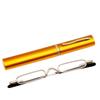 Ultralette lesebriller High-definition Spring Frame Presbyopia Earwear Mote Mini Penneholder Bærbar med Brilleetui