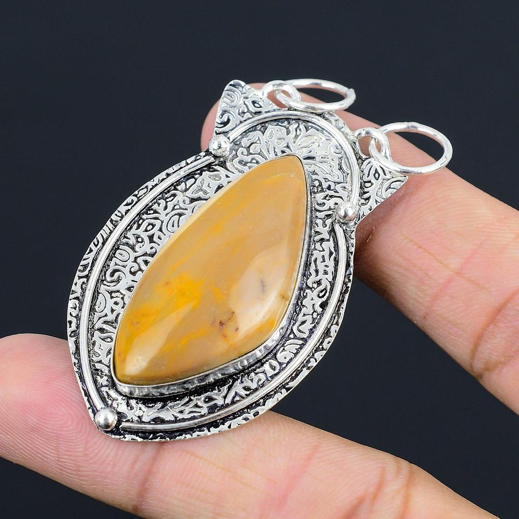 Wedding Gift For Her 925 Sterling Silver Natural Mookaite Gemstone Pendant