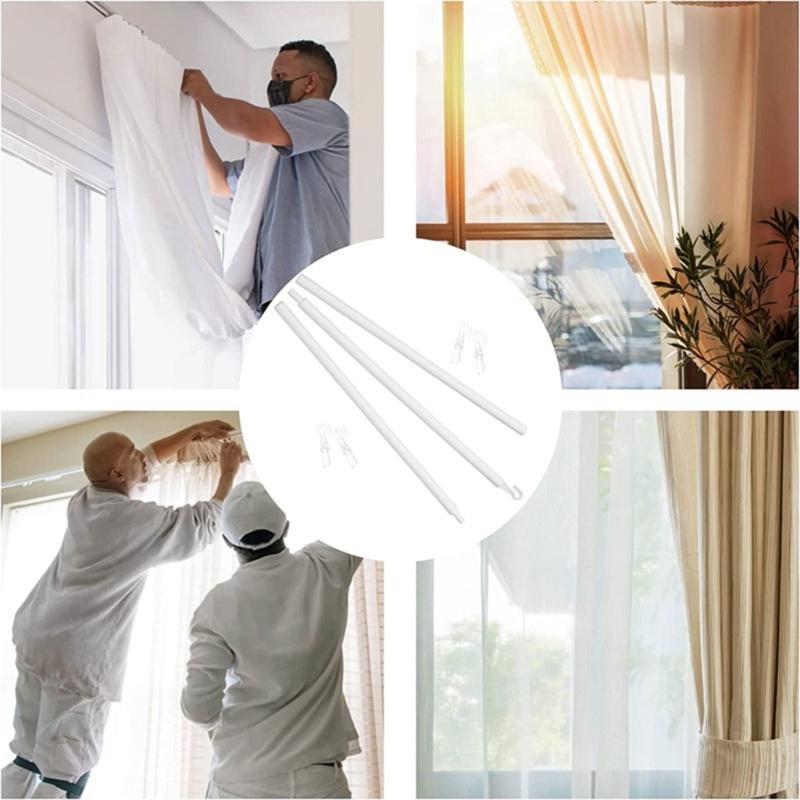 Universally Vertical Blind Rod with Hook and Handle 35Inch White Plastic Window Curtain Pull Wand for Blinds Control
