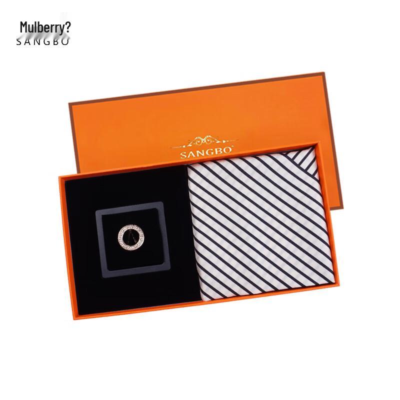 SANGBO 100% Mulberry Silk Double-Sided Printed Square Scarf with Scarf Buckle Gift Box