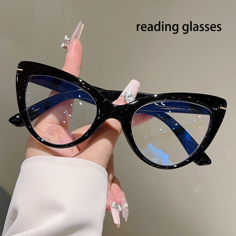 Oversized Cat Eye Reading Glasses Fashion Blue Light Blocking Optical Frames Trendy Stylish Design Presbyopic Eyeglasses
