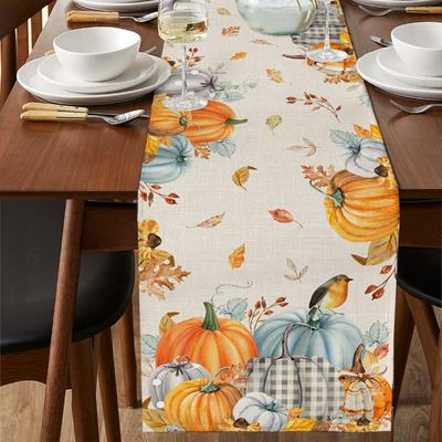 Thanksgiving Fall Pumpkin Table Runner Wedding Party Decoration Tablecloth Christmas  Year Table Decoration Table Runner