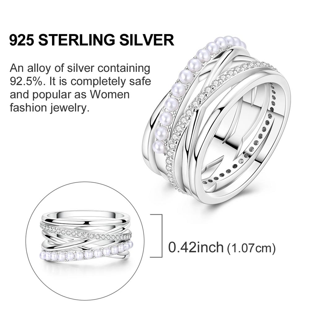 Rings For Women 925 Silver Color Zircon Winding Romantic Ring Finger Beaded Luxury Jewelry Original Engagement Wedding Gift