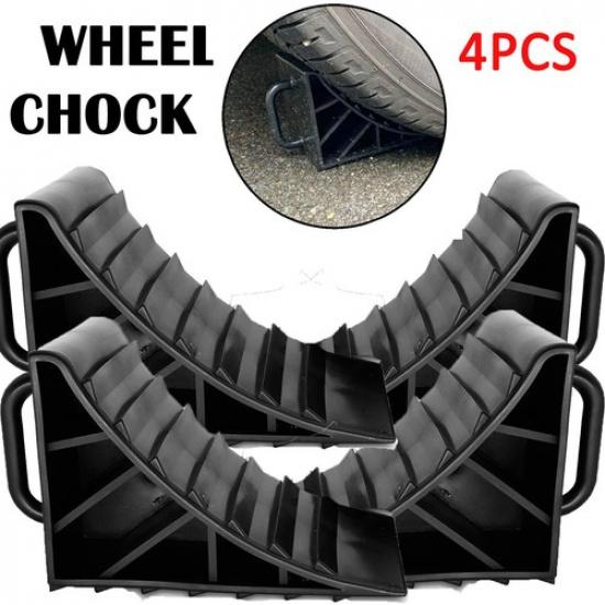 

4pcs Heavy Duty Solid Wheel Chocks Trailer Rv Camper Truck Car Tire Stopper