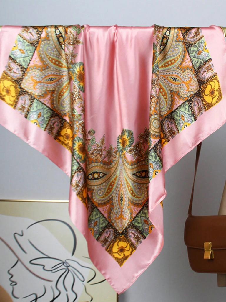 New Silk Shawl Satin Square Scarf For Women Paisley Neckerchief Female New Headband Hair Bands Print Foulard Hijab Wraps Bandana