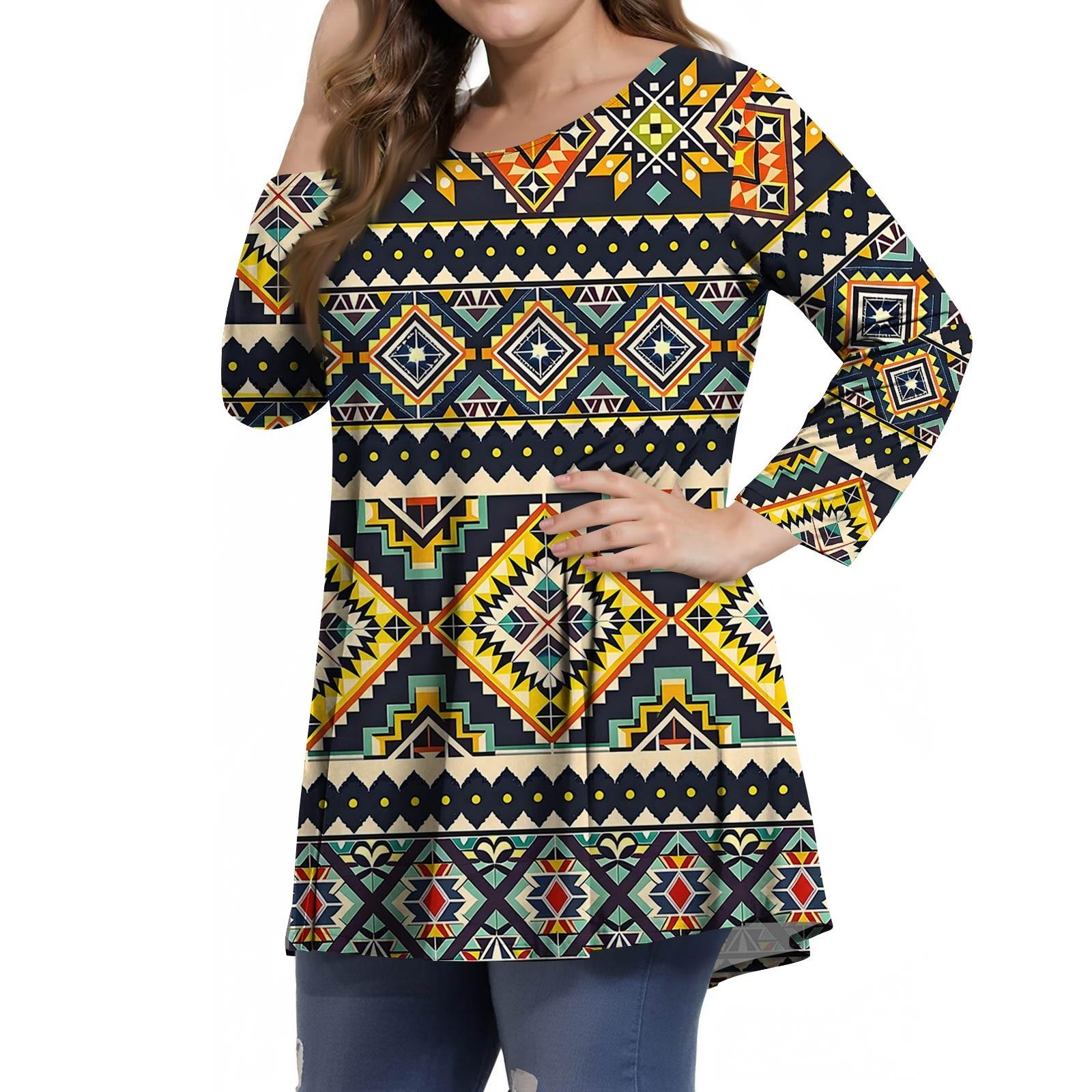 

Women s Fashion Casual Print Round Neck 3/4 Sleeve T-Shirt Top XXXXL Темно-синій
