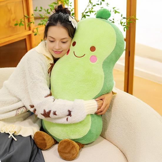 Smiling Pea Body Pillow Soft Plush Cushion for Adults Kids Funny Vegetable Hugging Pillow for Home Relaxation And Sleep