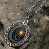 Pendant Charming Sun and Moon, Pattern, Vintage Romantic Jewelry Necklace