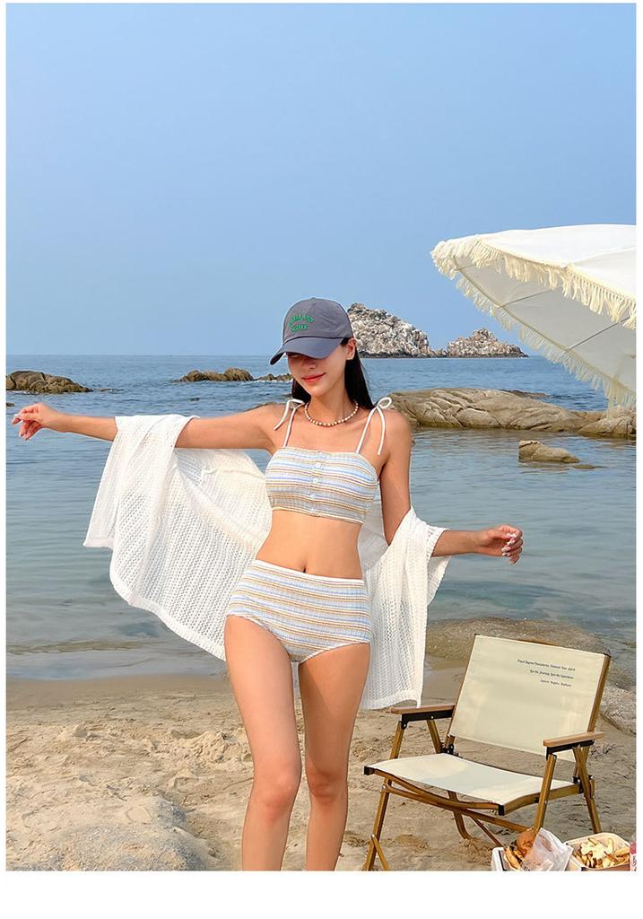 Korea Dongdaemun Split High Waist Swimsuit Female Sexy Triangle Two-piece Set Beach Vacation Bikini