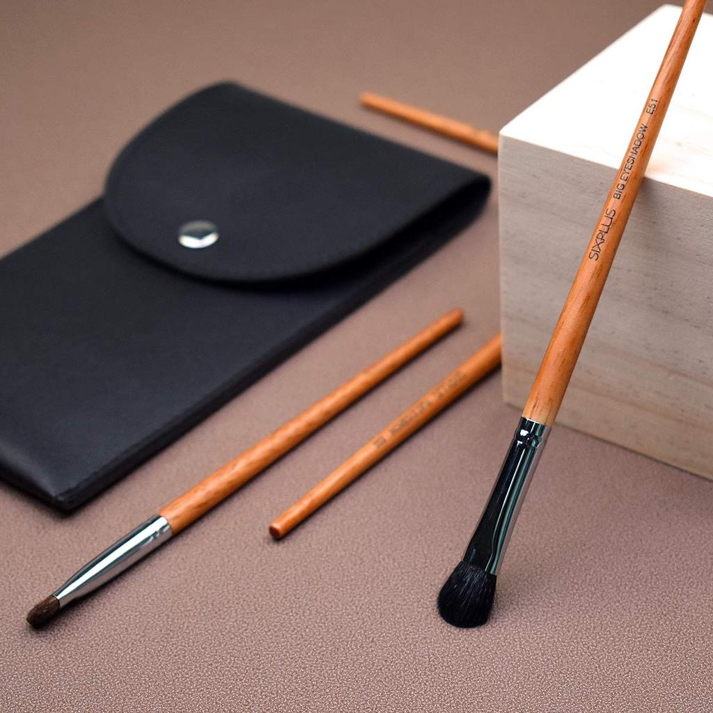 SIXPLUS Oval Nylon and Premium Animal Hair Eye Makeup Brush Set of Includes Makeup Gift Brushes, 5, Pouch,