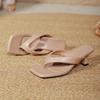 High-heeled flip-flops women's summer outer wear fashionable new toe sandals square head small heel cool slippers