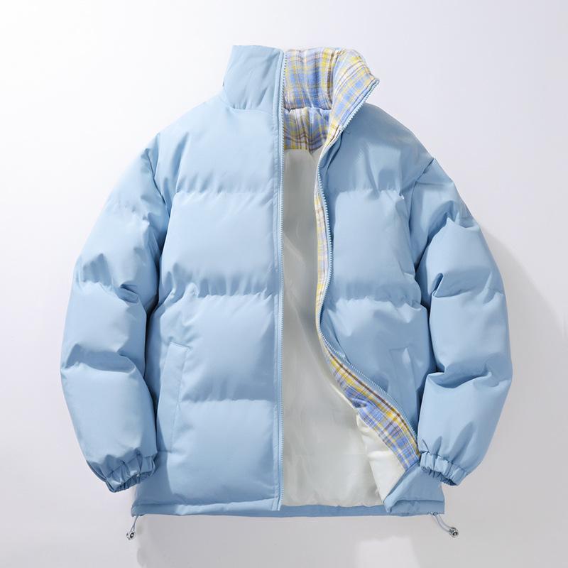 Men's Trendy Winter Stand Collar Puffer Jacket - Versatile, Warm, and Thickened Cotton Outerwear for Couples and Youth