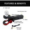 Heavy Duty 2-in-1 Trailer Hitch Ball Mount with Tow Shackle and Pin for Trucks, SUVs, Cars