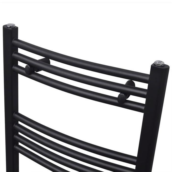 VidaXL Towel Rail Radiator Black Curved Rails 500x1160 Mm 141915