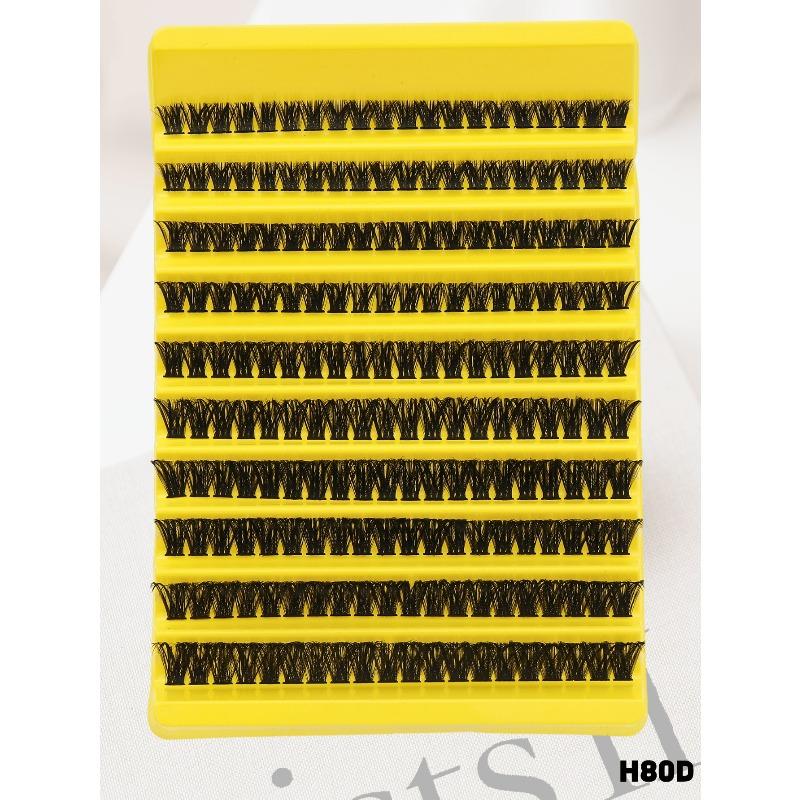 8-16mm Mixed Size D-Curl Design 80D Russian Curl False Eyelashes, Natural Soft Fluffy Cluster Fake Lashes, Wispy Smoke Effect DIY Lashes