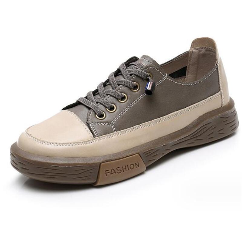 Fashion New Women Genuine Leather Sneakers Spring High-top Casual Shoes Autumn First Layer Cowhide Ladies High Top Vulcanized Shoes