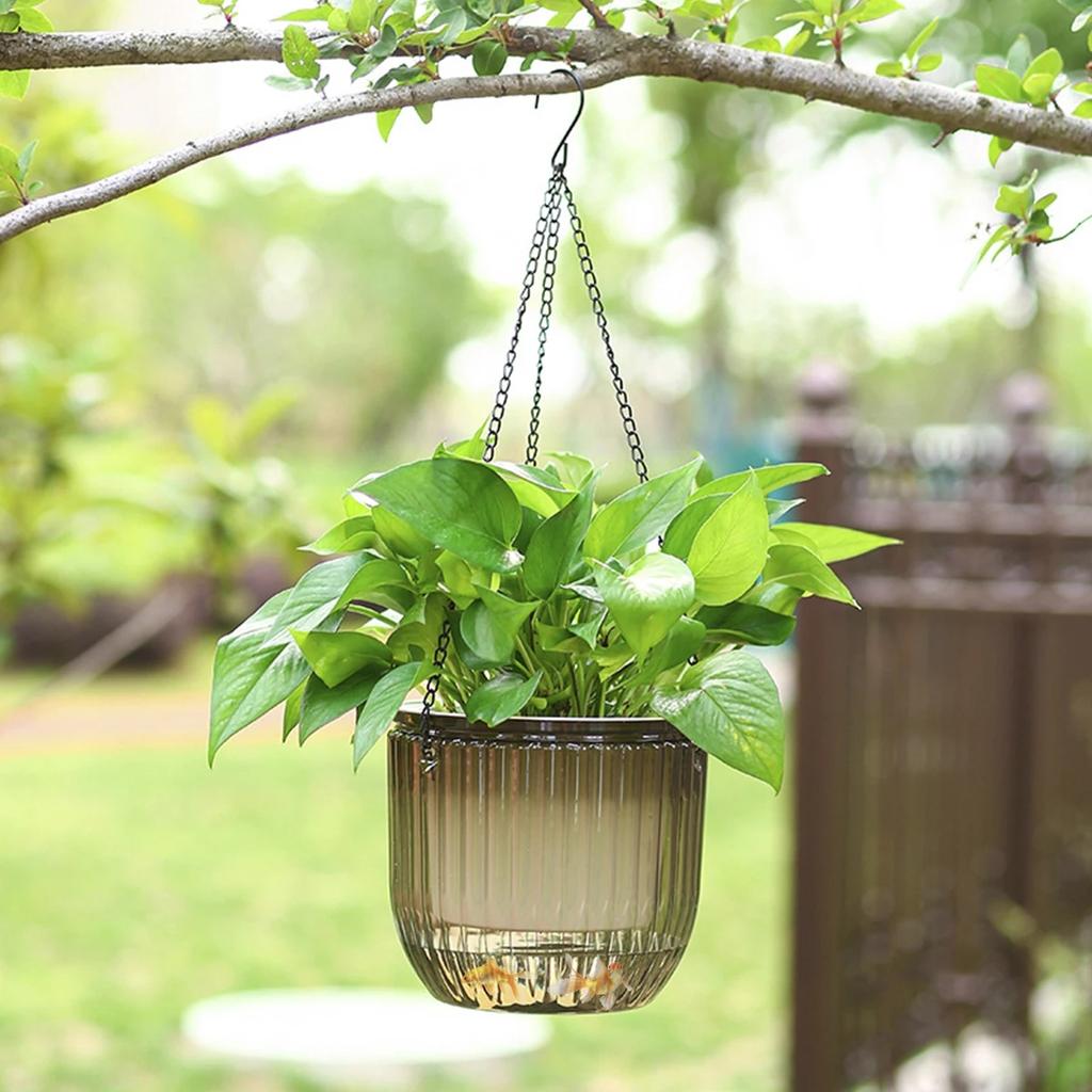 2Pcs Flowerpot Self Absorbing Water Hanging Planter Thickened Premium Planter Hydroponic Soil Cultivation Lazy Flower Pot Garden