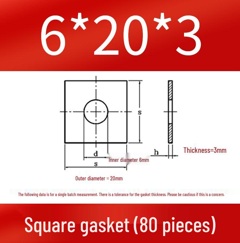 Thick Galvanized Square Iron Washer with Hole for M6-M24 Curtain Wall Use