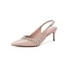 2025 New Summer Word with Nude High Heels Pointed Sexy Rhinestones Beautiful Temperament Versatile Sandals Women