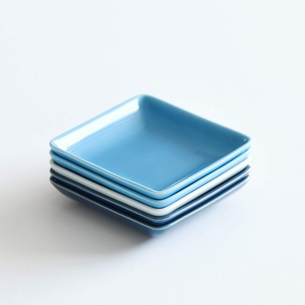 Natural69 Hasami Ware Set Set of 6 Irotoridori Square Plates Light Navy Natural 69 Hasami Microwave and Dishwasher Made In Nordic Japanese or Special