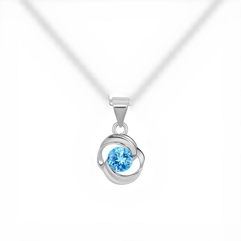Rose Love Topaz Pendant Necklace for Girlfriend's Birthday Versatile Lake Blue Zirconia Ocean Heart Necklace